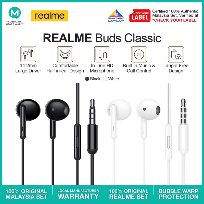 Realme Buds Classic Earphones (Original Realme) Shopee Malaysia