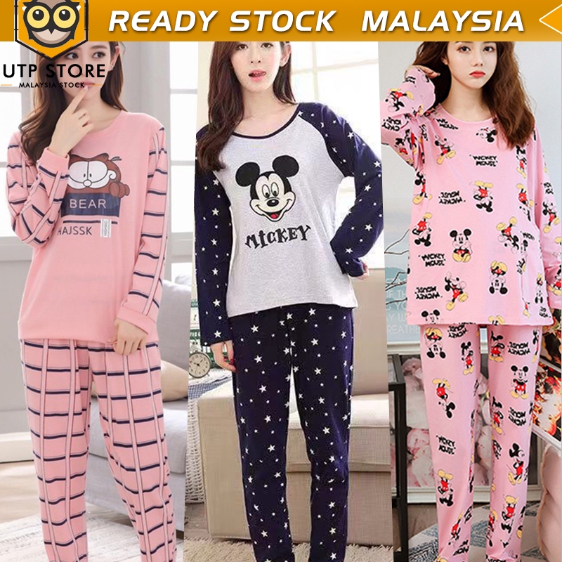 Reday Stock UTP Women Ladies Pajamas set baju tidur Reday Stock UTP Women Ladies Pajamas set baju tidur