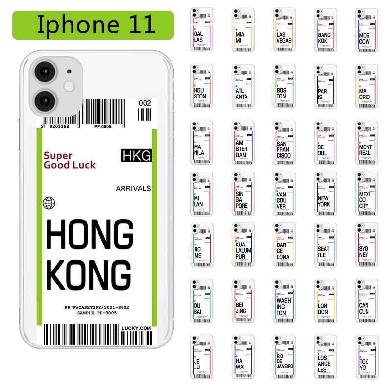 Aoxing36 Cities Plane Ticket Paris New York Hong Kong Transparent Case For IPhone 11 Soft TPU Couples Mobile Phone Protection Shell Cover Casing