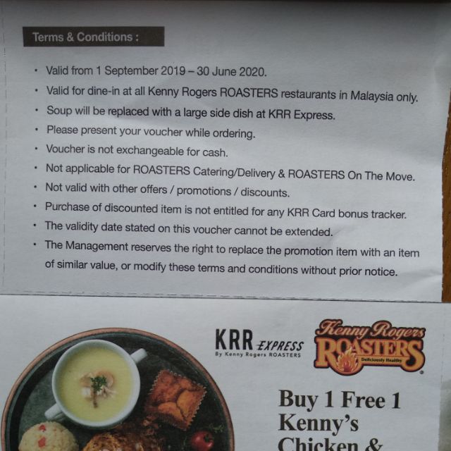 Kenny Rogers Roasters Buy 1 Free 1 Buy1free1 Voucher Shopee Malaysia