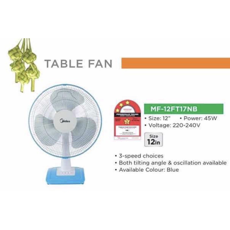 Midea 12 Table Fan Mf 12ft17nb Midea 16 Table Fan Mf 16ft17nb Shopee Malaysia