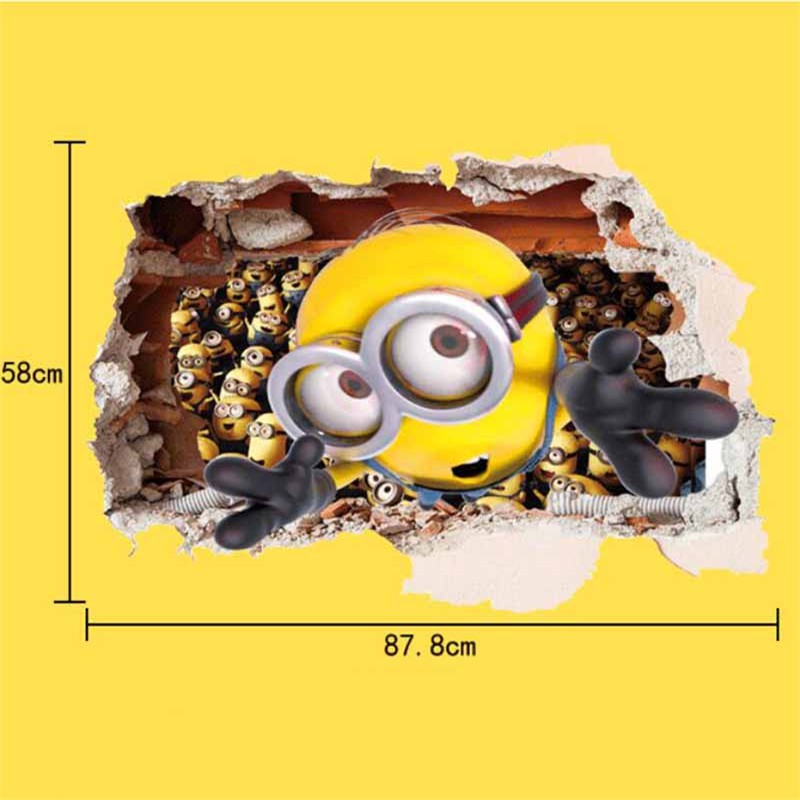 Minion 3d Art Wall Sticker Floor Living Room Cartoon Wallpaper Shopee Malaysia