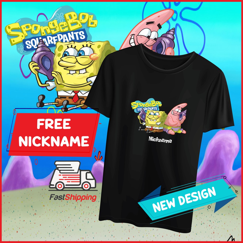 FREE ADD NICKNAME SpongeBob SquarePants TSHIRT READY STOCK / TEE 100% ...
