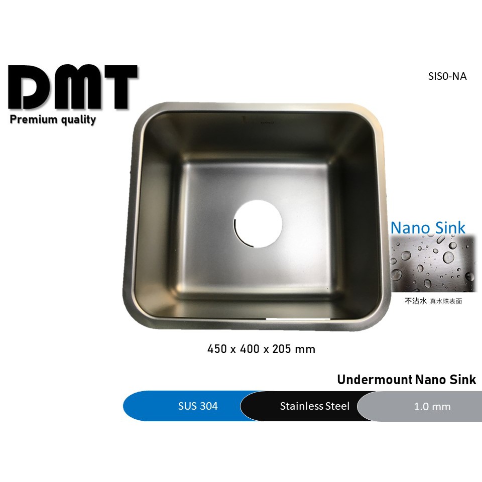 Stainless Steel Nano Kitchen Sink, Undermount, Single Bowl ...