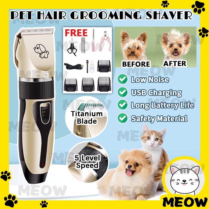 MEOW Pet Clippers Hair Shaver Grooming Trimmer Rechargeable Cat Dog Haircut  Cordless Pet Shaver Pet Trimmer Clipper | Shopee Malaysia