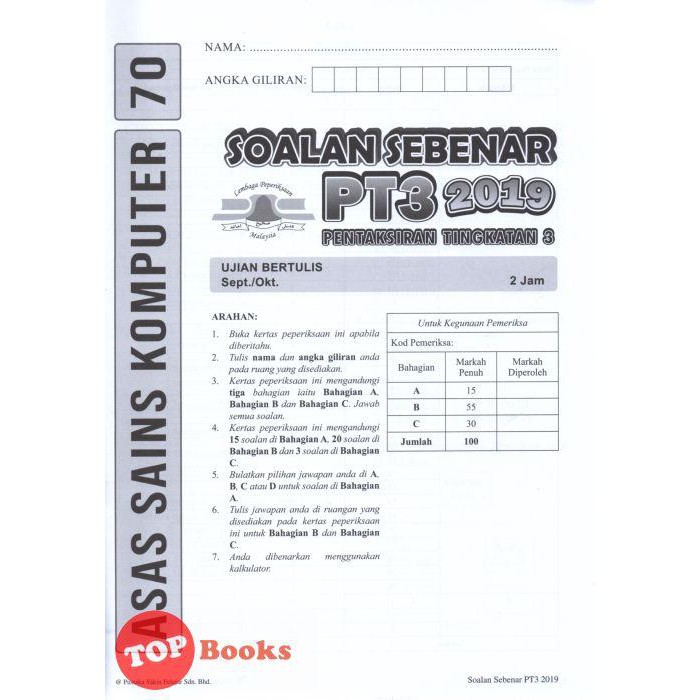 Buy [TOPBOOKS Yakin] Soalan Sebenar PT3 Pentaksiran Tingkatan 3 Asas