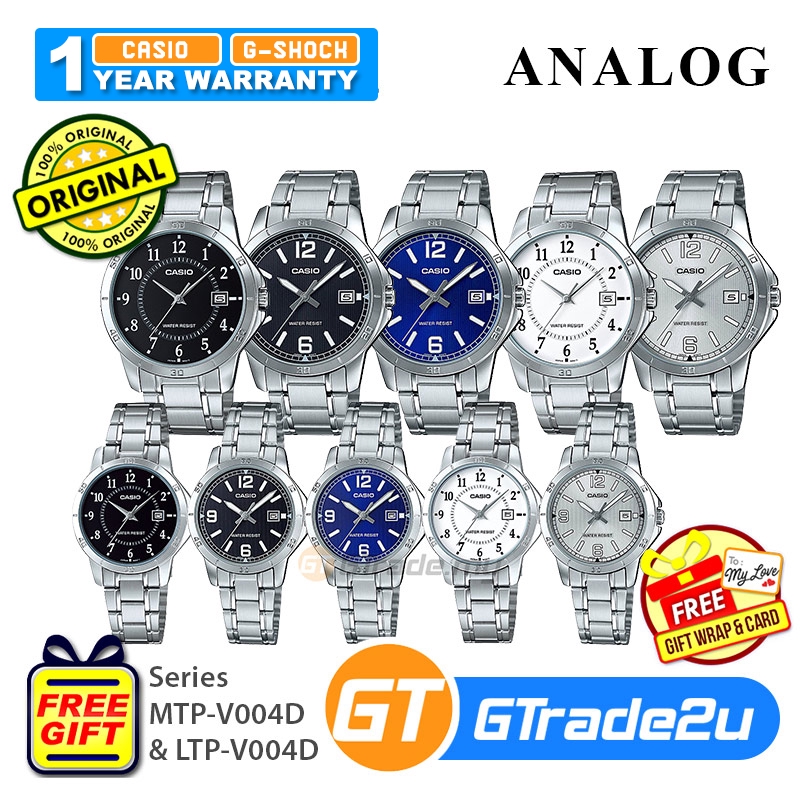 Original Men Women Couple Analog Watch Jam Tangan Lelaki Wanita Mtp Ltp V004d Steel Shopee Malaysia