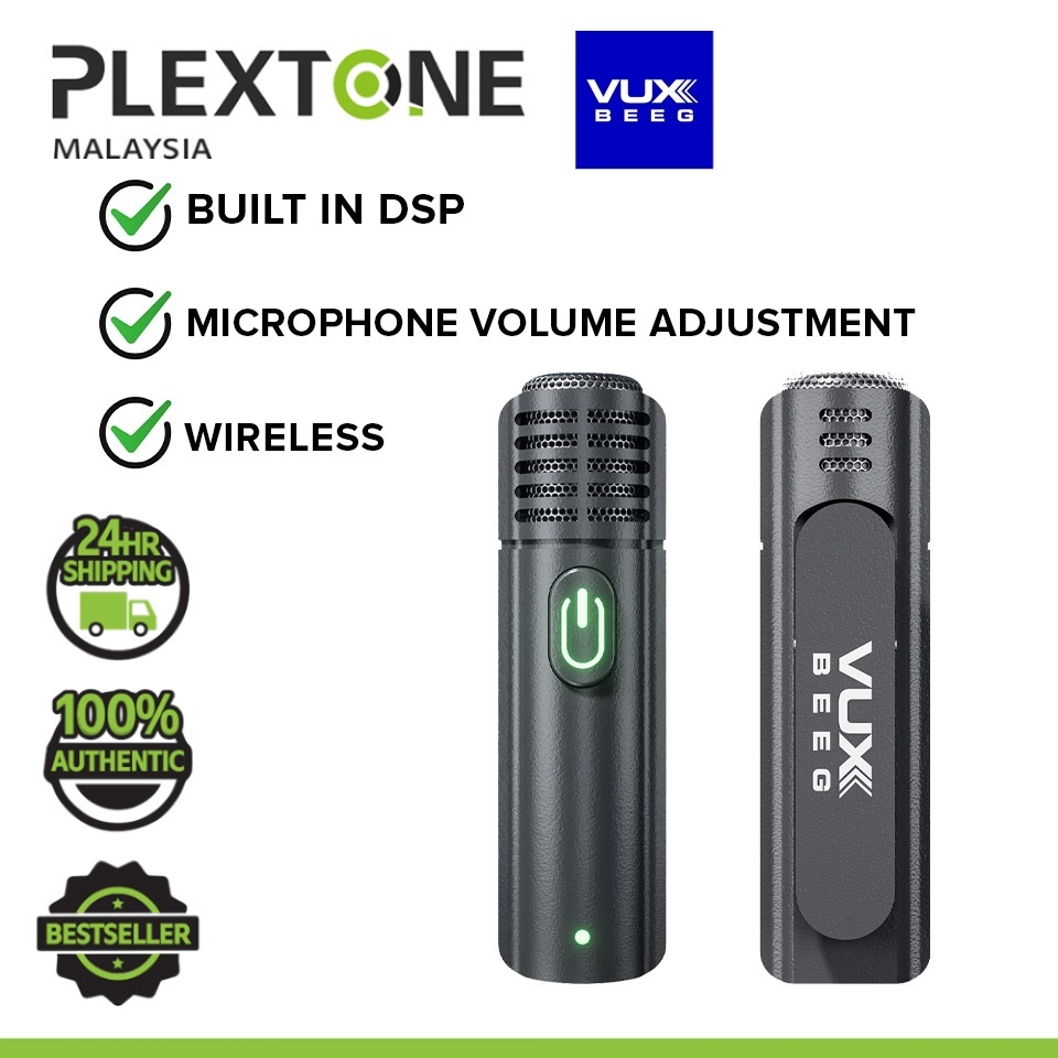 PLEXTONE VUX BEEG UP30 2.4G Wireless Microphone ENC Noise Cancelling Lapel Clip-On Wireless Mic PC Smartphones Tablet