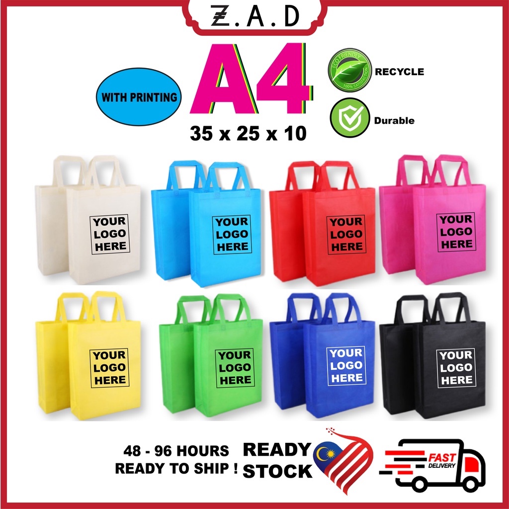 [SIAP PRINT] A4 Non Woven Bag A4 /Shopping Bag/Eco Friendly/Reusable/Tote Bag Custom Logo/Event/