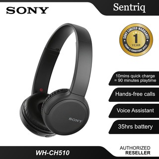  Sony WH-CH510 Wireless Bluetooth Headphones with Mic, 35 Hours  Battery Life with Quick Charge, On-ear Style, Hands-Free Call, Voice  Assistant - Black : Electronics