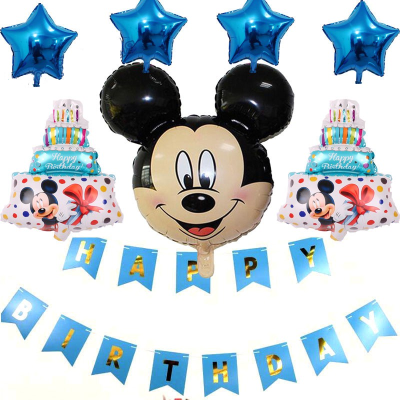 Set Happy Birthday Party Decorations Foil Balloon Boy Girl Mickey