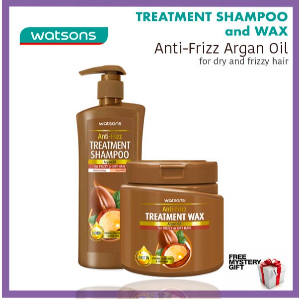 Watsons Argan Oil Anti Frizz Treatment Shampoo 400ml And Wax Hair Mask 500ml For Dry And Frizzy Hair Shopee Malaysia