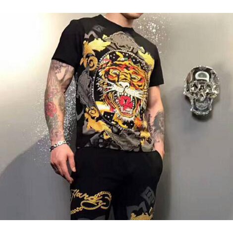 Men Brand Ed Hardy Short Sleeve Cotton Tiger Skull Shirts