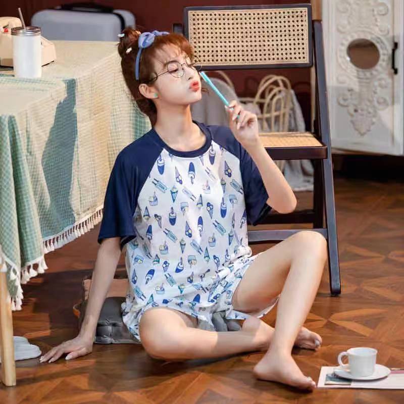 🎁KL STORE✨ _ Pyjamas Women Girl Short Sleeve Cotton Sleepwear Dress Nightwear lady Baj