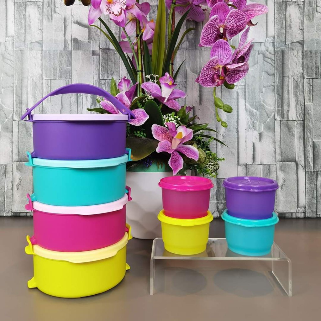 Tupperware Lunch Box Tup Tiffin Duo Set 4x550ML with 1 Handle