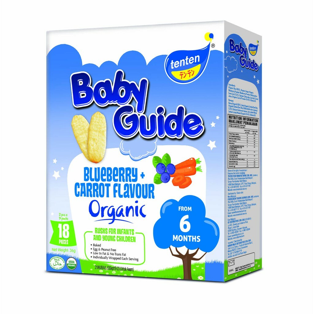 Ten Ten Organic Baby Guide Blueberry + Carrot Flavour 18pcs Shopee