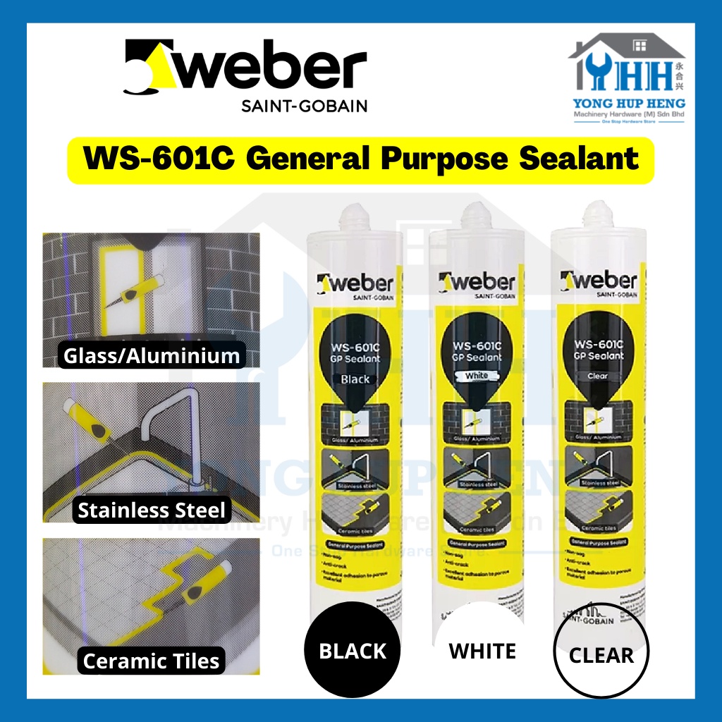 240ML WEBER General Purpose Sealant Silicone WHITE WS601W / BLACK WS