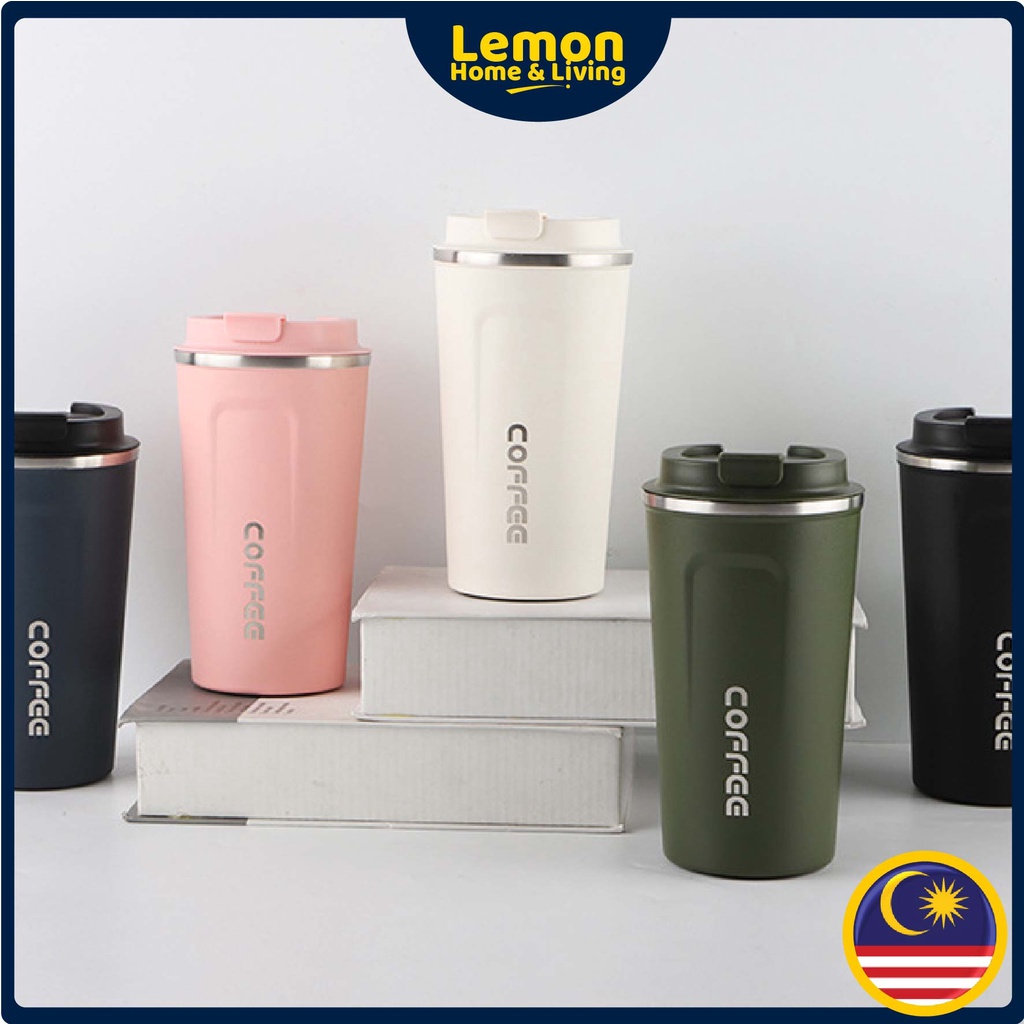 380/510ml 304 Double Stainless Steel Coffee Mug Car Thermos Mug Leak Proof Travel Thermos Cup Flask Botol 咖啡杯/马克杯