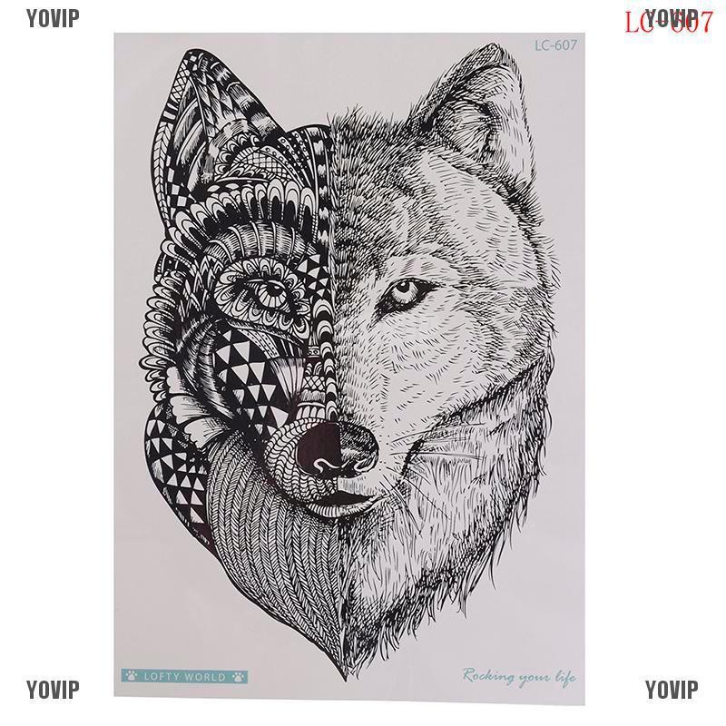 Yovip Wolf Temporary Tattoo Stickers Waterproof Fake Hand Tattoos Adult Men Body Art Shopee Malaysia