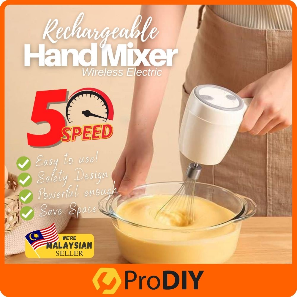 5 Speed Electric Hand Mixer Wireless Stainless Steel Egg Beater Electric Whisk Mixer Household Handheld Stand Mixer