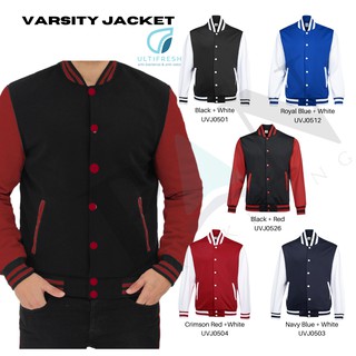 Button Varsity Jacket Long Sleeve Unisex Tracksuit Ultifresh UVJ05  Baju Lelaki Lengan Panjang Jaket Women Sweater Men