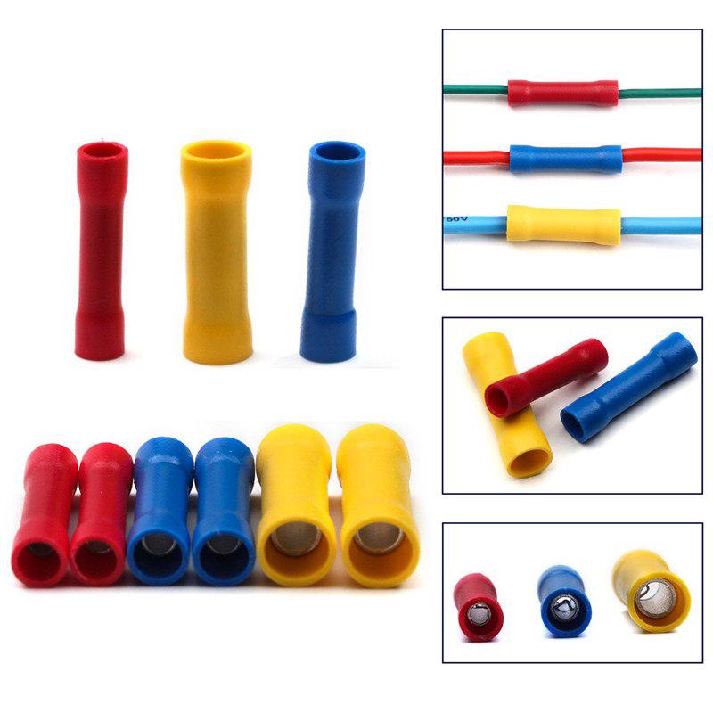 100x Yellow Insulated Straight Butt Connector Electrical Wire Crimp Terminals 