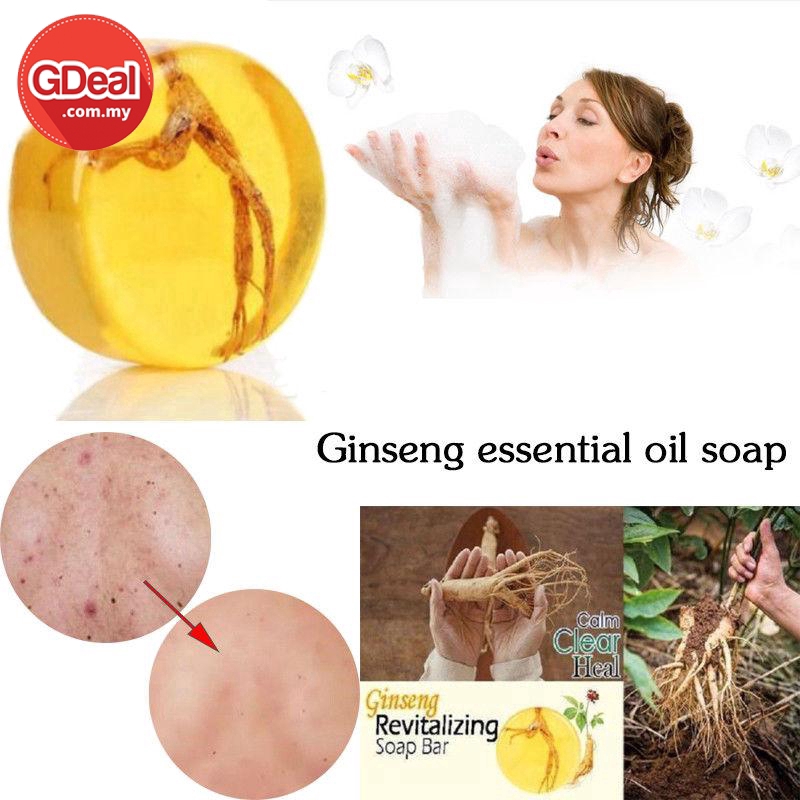 GDeal Ginseng Soap Chinese Herb Honey Kojic Acid Essential Oil Soap Whitening Pores Body Face Skin Care Moisturizing