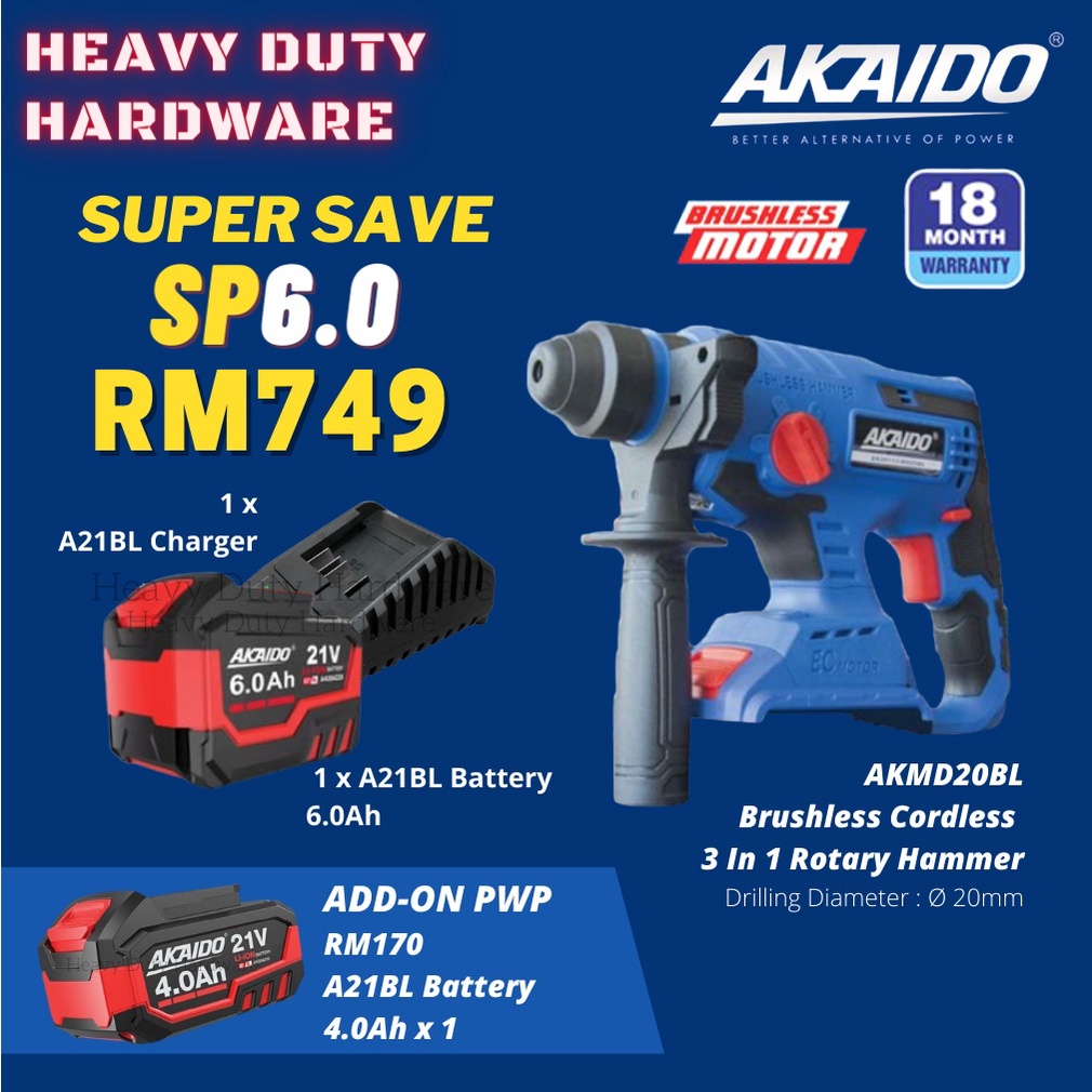 AKAIDO Rotary Hammer Drill Cordless Impact Drill Cordless Wall Drill