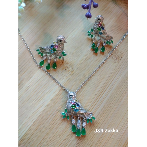 Crystal Necklace Earrings Zircon High Quality Bird Jewelry Set水晶项链耳环锆石高品质小鸟精致套装