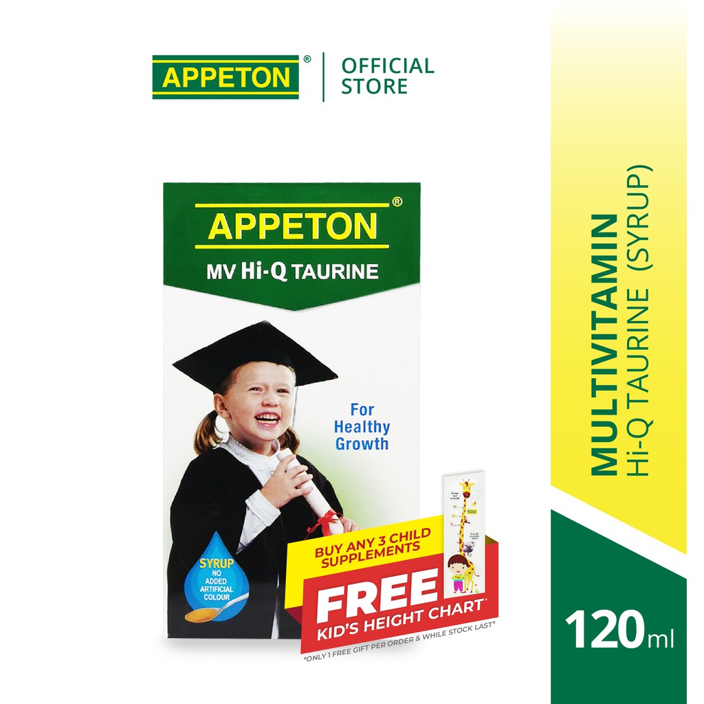 APPETON Multivitamin Hi-Q Taurine Syrup for Intellectual Development and Healthy Eye No Added Artificial Color (120ml)