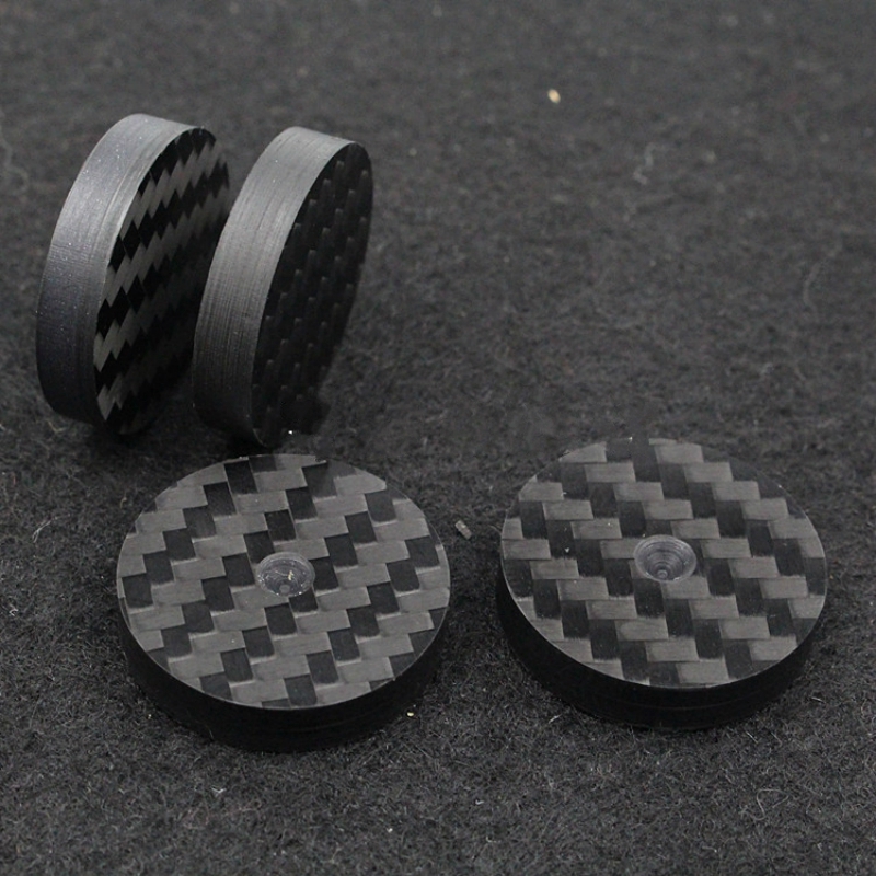 ZSYLOVE ZHANGSUYUAN 4pcs 50X10mm Black Carbon Fiber Speaker Isolation Spike Base Pad Shoe Feet Hifi