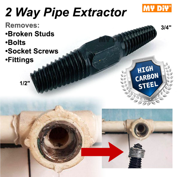 MYDIYHOMEDEPOT 2 WAY BROKEN PIPE EXTRACTOR REMOVER 1/2" & 3/4" (12MM