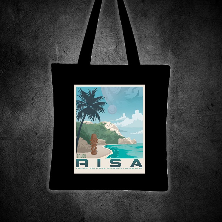 ENJOY RISA A BEAUTIFUL TROPICAL RESORT (FANTASY VINTAGE TRAVEL) Printed tote bag canvas