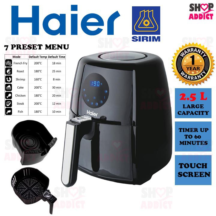 HAIER Air Fryer 2.5L HAAF253 / KHIND ARF26 Air Fryer / Cornell (3.5L) CAFS3501TX / Cornell (3