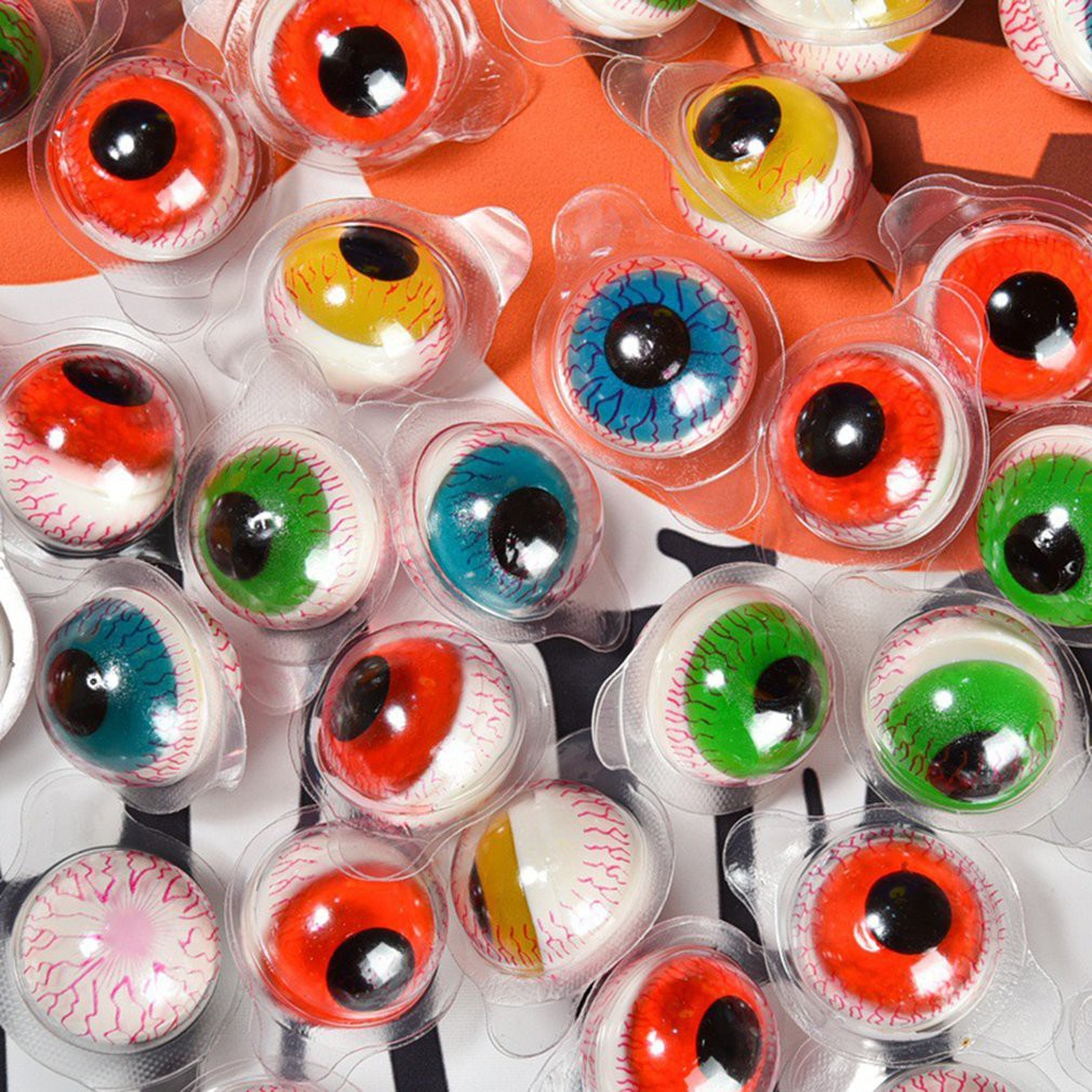 10pcs 3D Eyeball Soft Fruit Gummi With Fruity Center Fill Cream Gummy ...