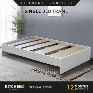 KitchenZ Simple and Modern Single Size Bed Frame / Katil Single / White - HMZ-FN-BF-8002-WT