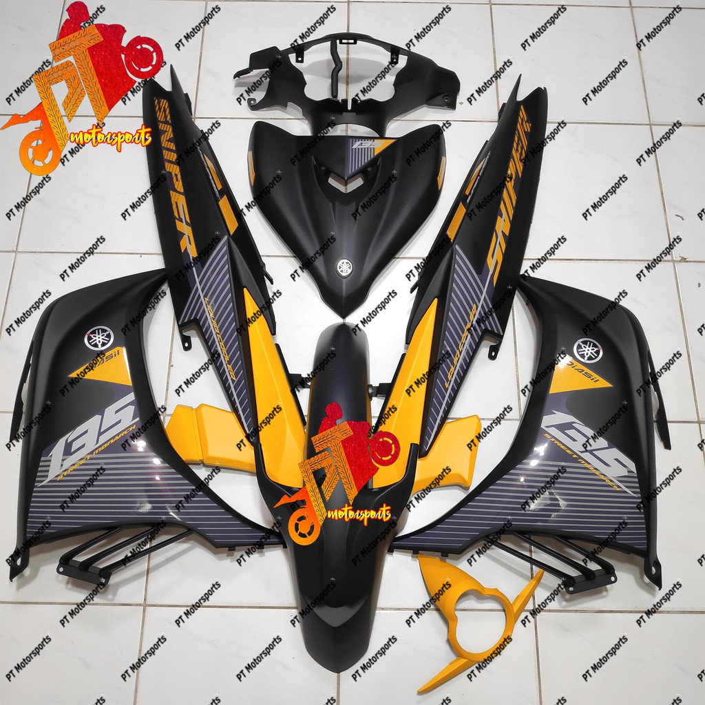 Yamaha Lc 135 Cover Set V2 V3 V4 V5 V6 Matt Black Matt Yellow Sniper