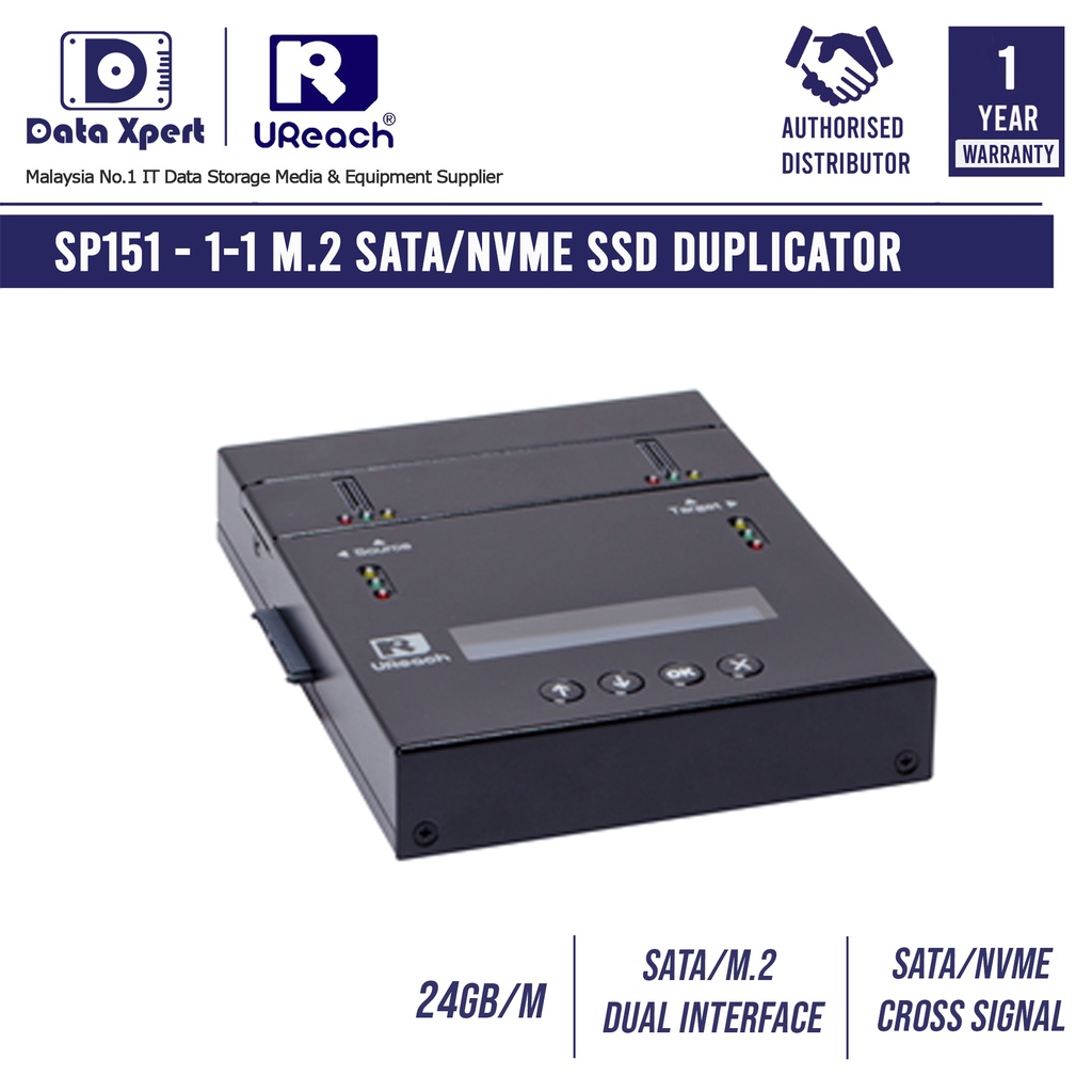 U-Reach SP151 1 to 1 M.2 SATA/NVME Dual-Interface SSD Duplicator & Data Eraser