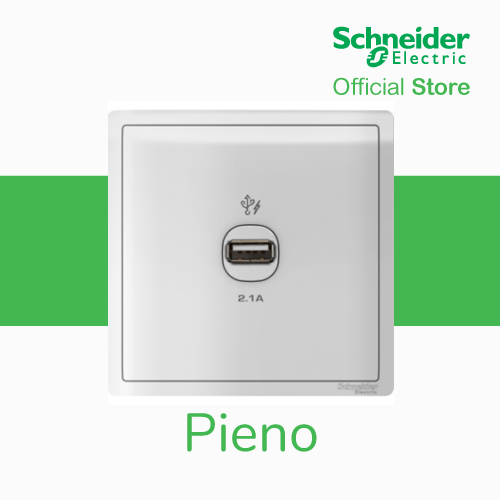 Schneider Electric Pieno 1 Gang 2.1A USB Wall Charger