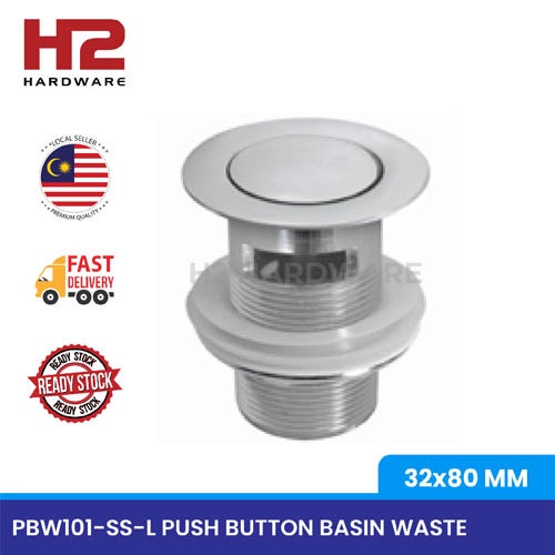 PBW101-SS 32MMX80MM-L PUSH BUTTON BASIN WASTE