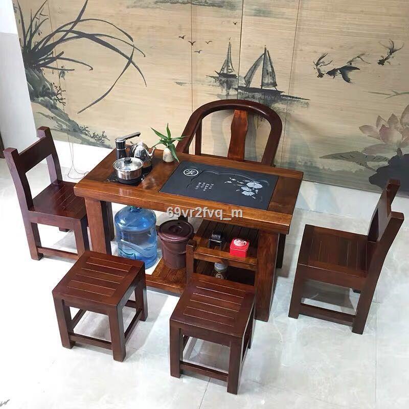 Free Shipping Old Boat Wood Tea Table And Chair Combination Solid Wood  Coffee Table Tea Table Set Office Balcony Small S | Shopee Malaysia