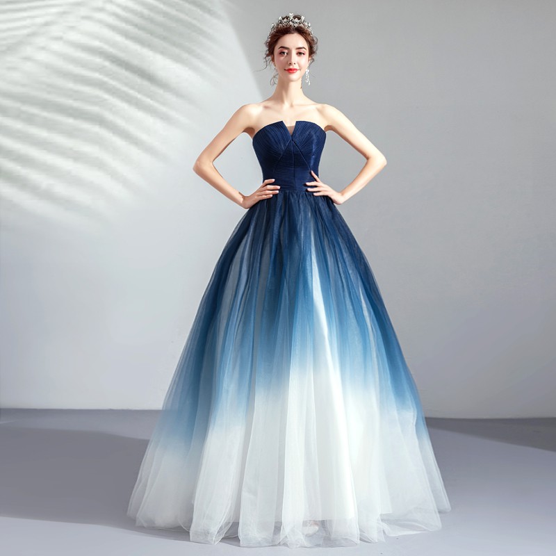 wedding dress blue ombre