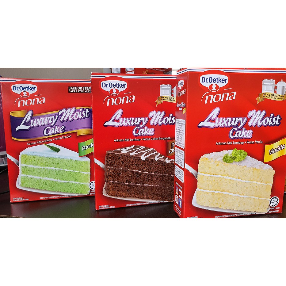 Nona Dr Oetker 520gm Luxury Moist Cake Pandan Double Chocolate Vanilla Premix Tepung Kek Segera Instant Shopee Malaysia