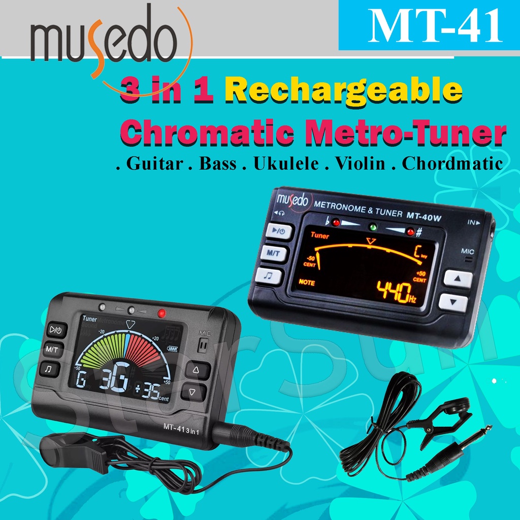 Musedo MT41 Guitar Tuner Electric 3 in 1 Guitar bass violin ukulele Tuner Electric Metronome