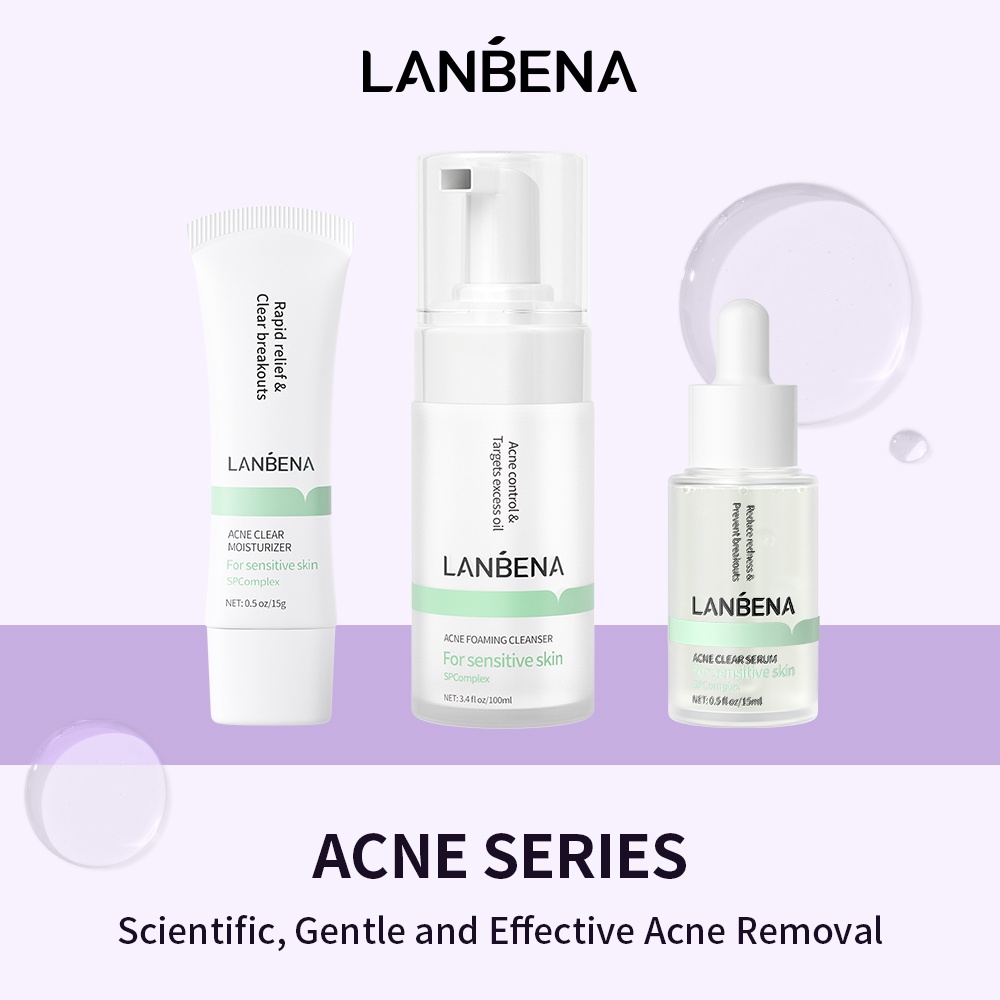 LANBENA 3PCS Acne Treatment Series Kit Anti-acne Spots Serum Make Marks