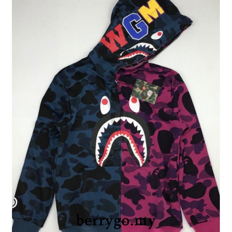 bape hoodie pink and blue