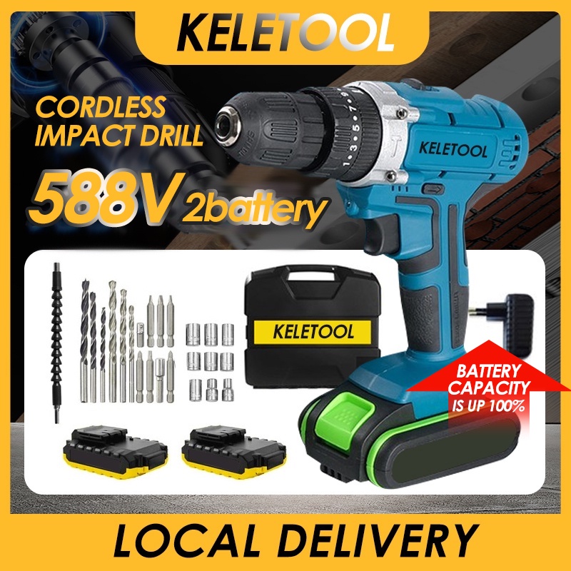 Rechargeable Impact Cordless Drill With Accessories Hand Tools Set ...