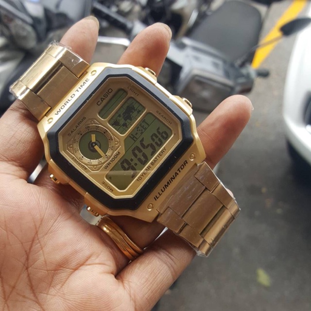 Casiio Ae1200Whd-1A (Casio Royals) World Time Gold Watch | Shopee Malaysia