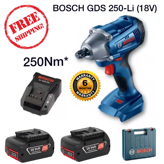 Bosch Gds 250 Li 250nm 18v Cordless Impact Wrench 3 0ah