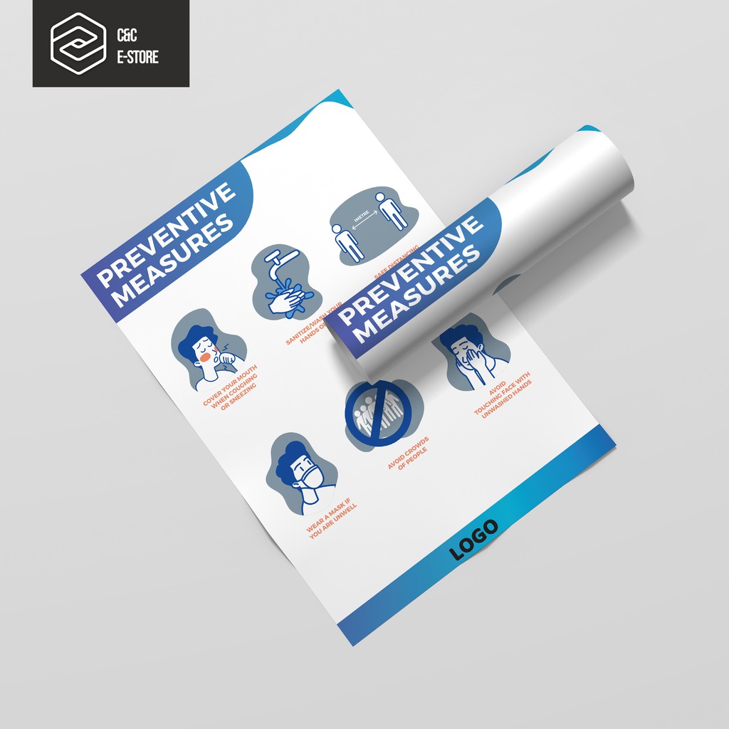 [Ready Stock] 5PCs Covid-19 Prevention Guideline A3 SOP Poster Synthetic Paper social distance